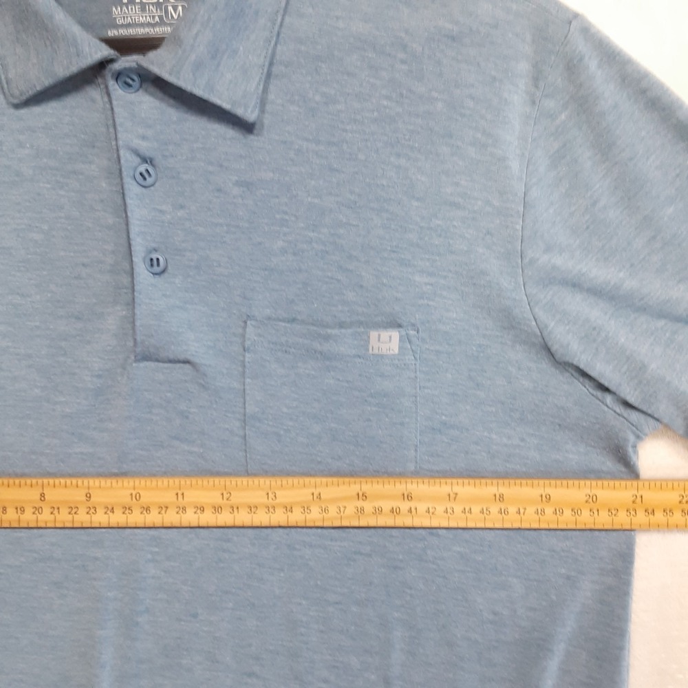 Huk Mens Waypoint Performance Polo Medium Blue Chest Pocket - Picture 5 of 8